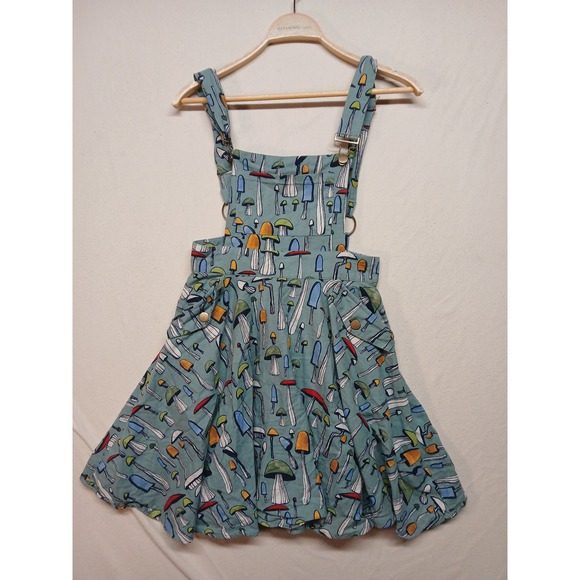 Dresses & Skirts - Unique vintage small mushroom cotton overall mini dress